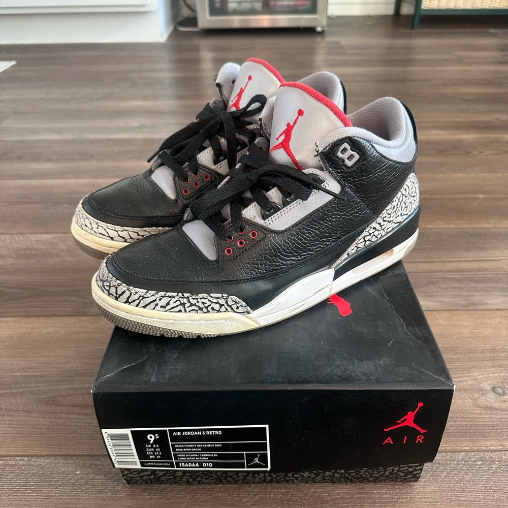 Jordan 3 Retro Black Cement (2011) Men's - 136064-010 - US Size 9.5 OG